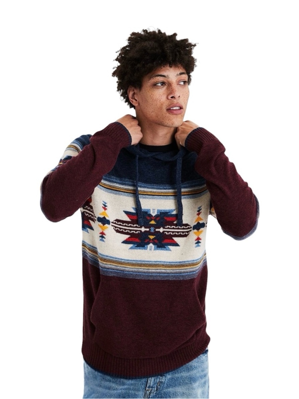 American Eagle Southwestern Aztec
Knit Hoodie Sweater size XS